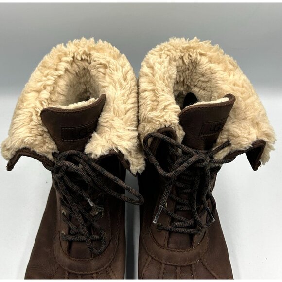 UGG Men's Brown Leather Adirondack lll Distressed Sheepskin Boots Size 10.5 3198 - Picture 10 of 16
